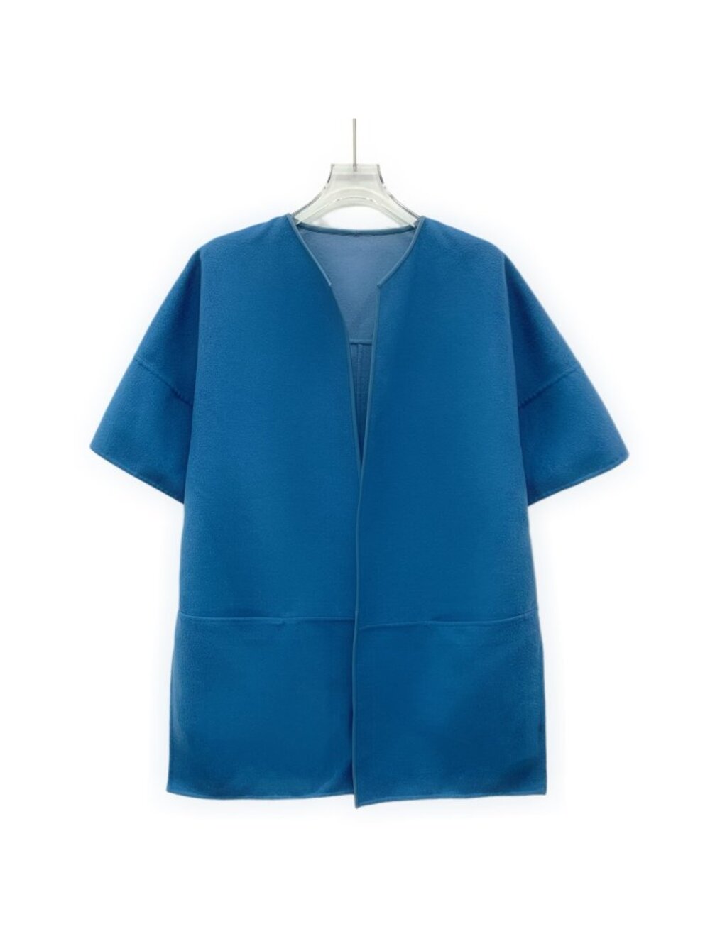 Loro Piana Blue Cashmere Reversible Belted Short-Sleeve Coat